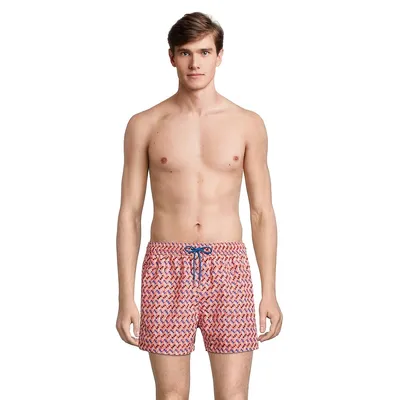 Geometric-Print Swim Shorts