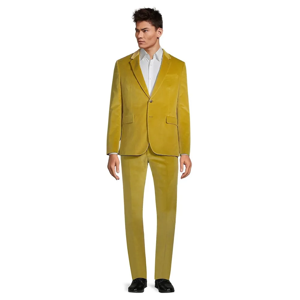 Slim-Fit Two-Button Velvet Suit Jacket