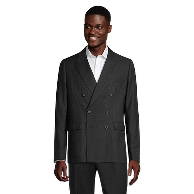 Regular-Fit Wool Double-Breasted Suit Jacket