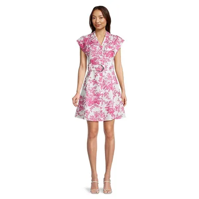 Miriel Floral Cotton-Linen Utility Shirt Dress