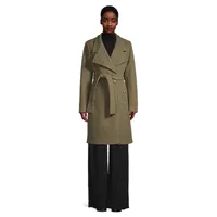 Military-Style Notch-Collar Wrap Coat