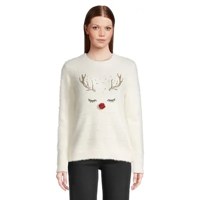 Cozy Reindeer Embellished Sweater