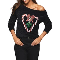 Candy Cane & Mistletoe Heart Bouclé Sweater