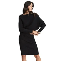 Lara Draped-Knit Midi Dress