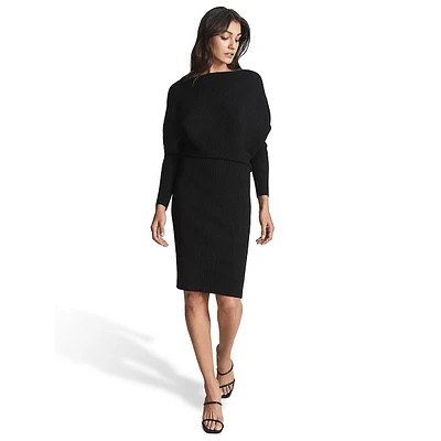 Lara Draped-Knit Midi Dress