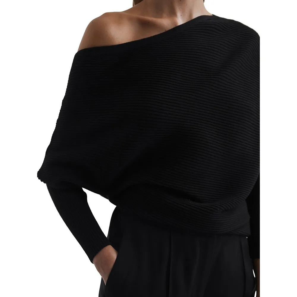 Lorna Asymmetric Draped Knit Top