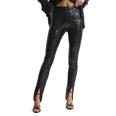 Jemima Sequin Split-Hem Trousers