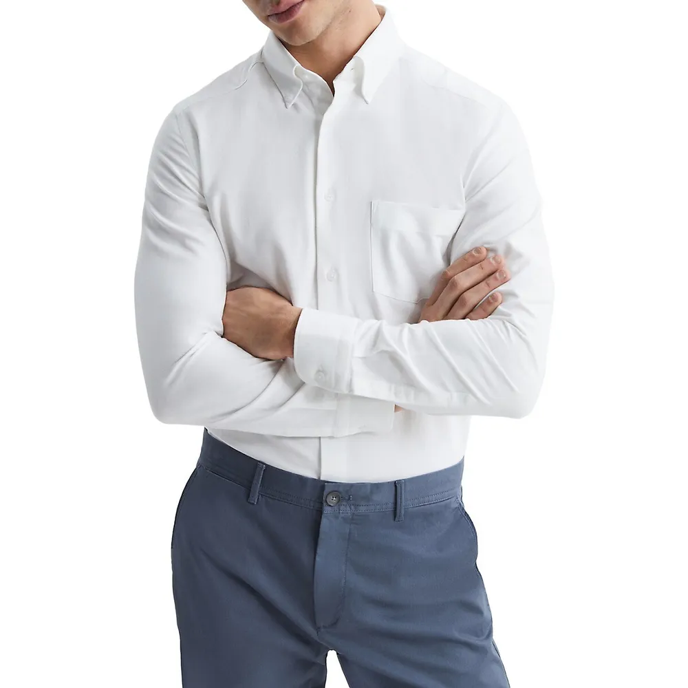 Slim Fit Built-In Flex Everyday Oxford Shirt for Men