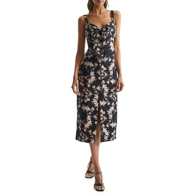 Aleen Linen Floral Midi Dress