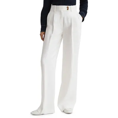 Hollie Linen-Blend Wide-Leg Trousers