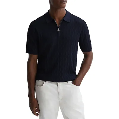 Ubud Slim-Fit Textured Half-Zip Polo Shirt