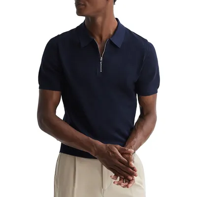Fizz Textured Zip-Up Polo Shirt
