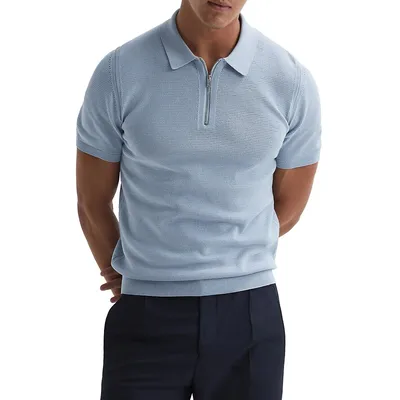 Fizz Slim-Fit Half-Zip Knit Polo Shirt