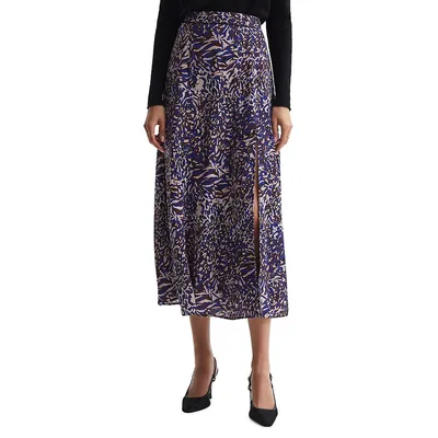 Katia Print Side-Slit Midi Skirt
