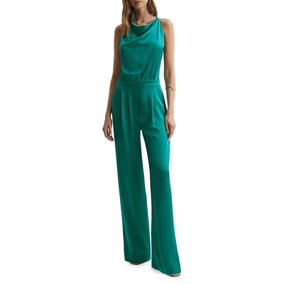 Malia Satin Halter Wide-Leg Jumpsuit