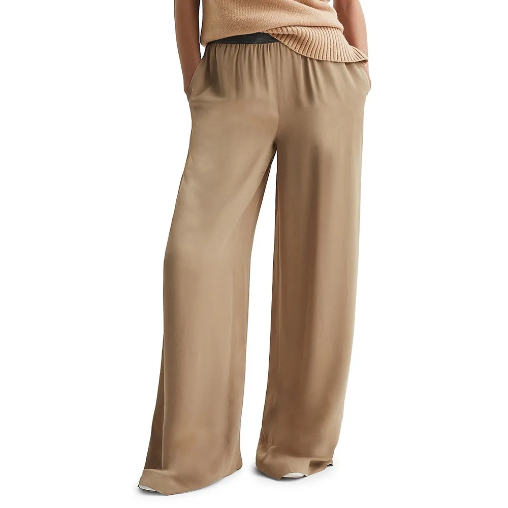 Wide-cut Pull-on Pants