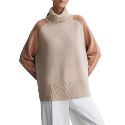 Edina Colourblock Cashmere-Blend Turtleneck Sweater