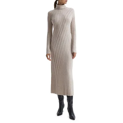 Cady Knitted Ribbed Turtleneck Dress