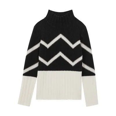 Riley Zig-Zag Wool-Cashmere Turtleneck Sweater
