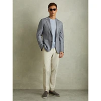 Azure Notch-Lapel Wool-Blend Drape Blazer