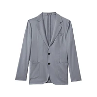 Azure Notch-Lapel Wool-Blend Drape Blazer