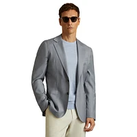 Azure Notch-Lapel Wool-Blend Drape Blazer