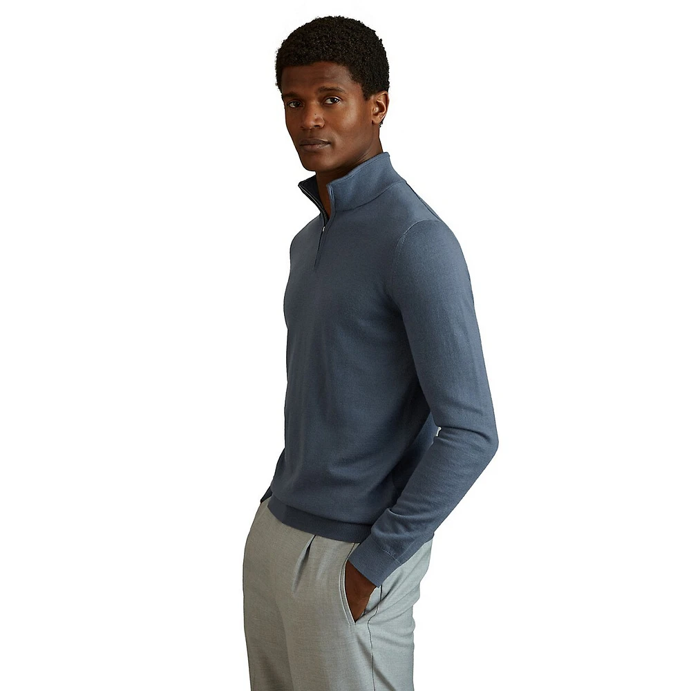 Blackhall Merino Wool Funnelneck Half-Zip Sweater