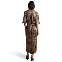 Farah Snake-Print Shirt Dress