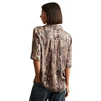 Maya Short-Sleeve Snake-Print Shirt