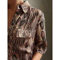 Maya Short-Sleeve Snake-Print Shirt