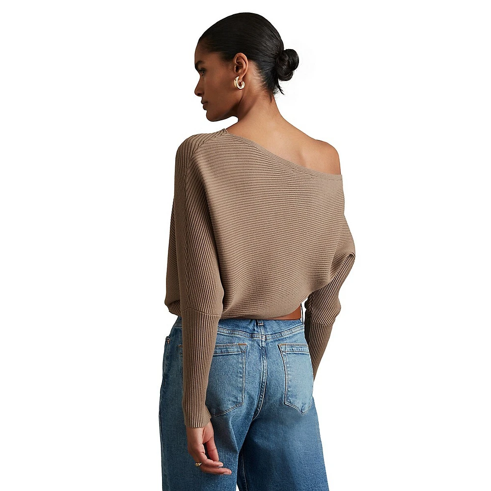 Lorna One-Shoulder Draped-Knit Sweater