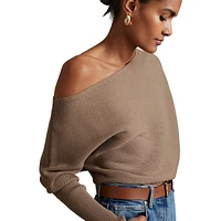 Lorna One-Shoulder Draped-Knit Sweater