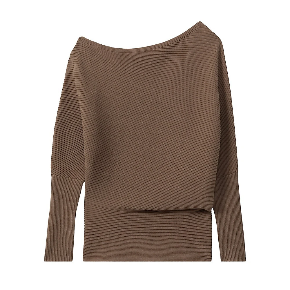 Lorna One-Shoulder Draped-Knit Sweater