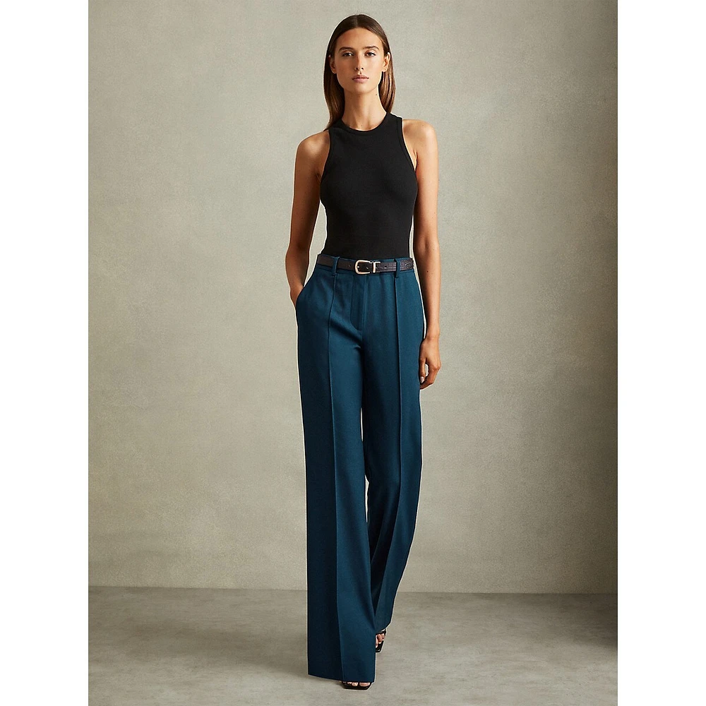 Jade Wide-Leg Wool-Blend Dress Pants