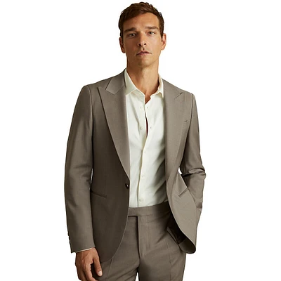 Harley One-Button Peak-Lapel Textured Blazer