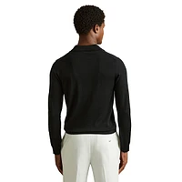 Milburn Merino Wool Open-Collar Polo Sweater