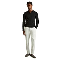 Milburn Merino Wool Open-Collar Polo Sweater