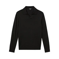 Milburn Merino Wool Open-Collar Polo Sweater