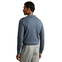 Milburn Merino Wool Open-Collar Polo Sweater