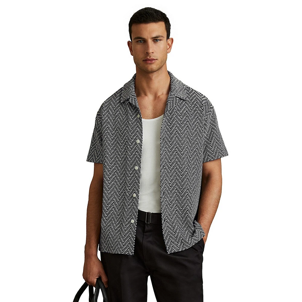 Jono Zig-Zag Textured Camp Shirt