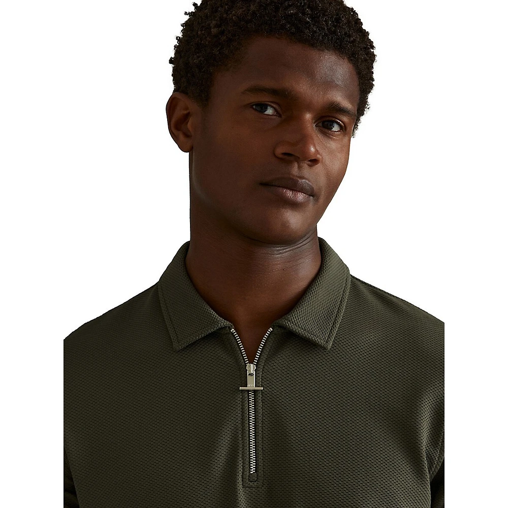 Albany Half-Zip Textured Polo Shirt