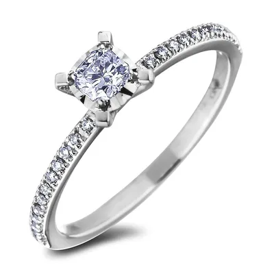 14k White Gold Cttw Ideal Cushion Cut Canadian Diamond Engagement Ring