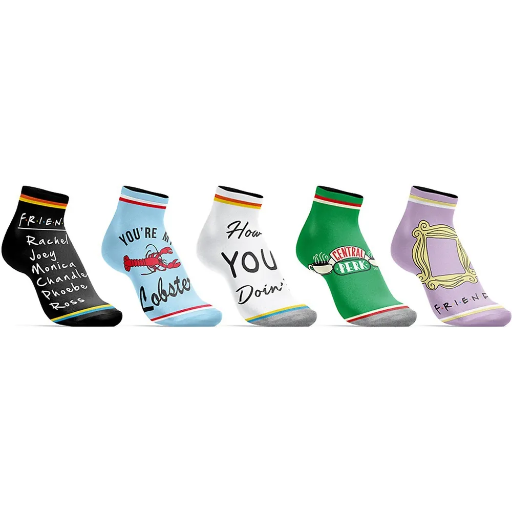 Bioworld Friends Logos Slogans Juniors Ankle Socks 5 Pack