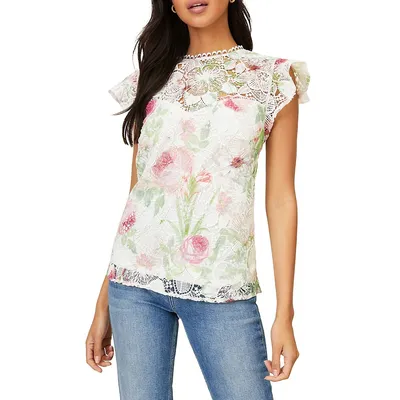Floral Lace Ruffle Top