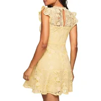 Lace Flutter-Sleeve A-Line Dress