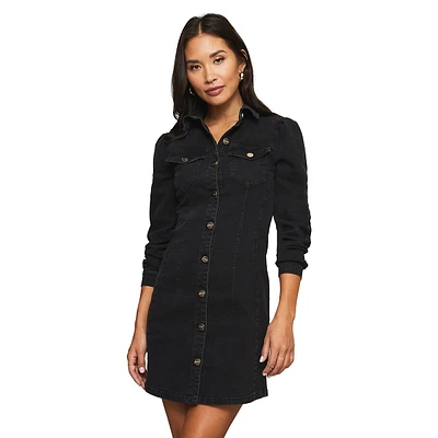 Shirt-Style Denim Mini Dress