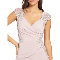 Selina Lace-Trim Wrap-Style Sheath Dress