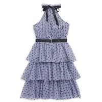 Dotted & Tiered Halter Dress