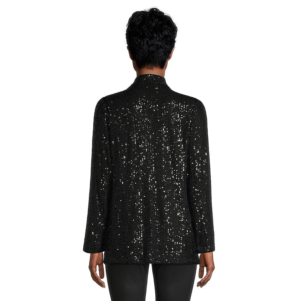 Open-Front Sequin Blazer