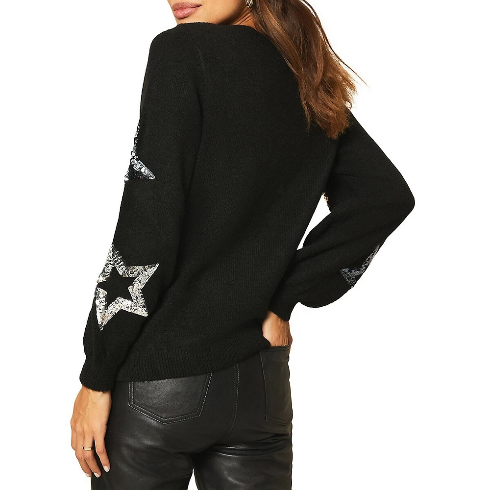 Sequin Star Appliqué Sweater